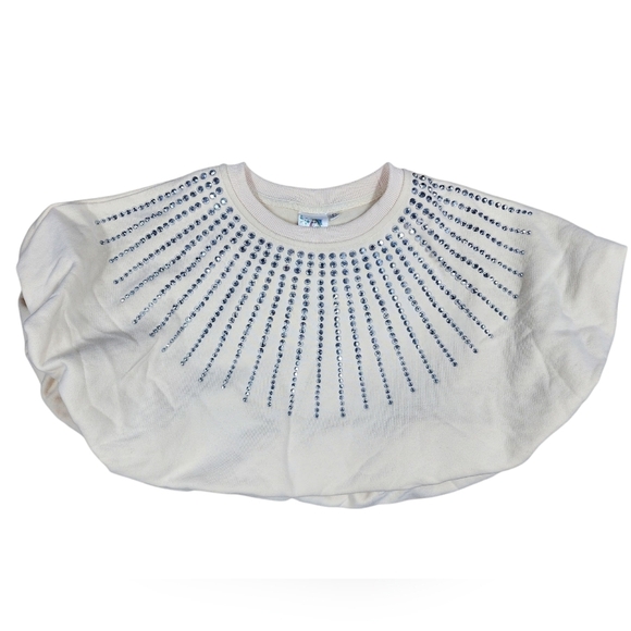 QOS  Beige Rhinestone Burst Bubble Top & Beige Rhinestone Burst Swing Short - Picture 3 of 8